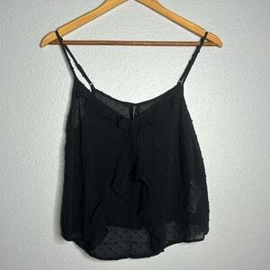 NWT M black sheer tank with small poms - Stradivarius